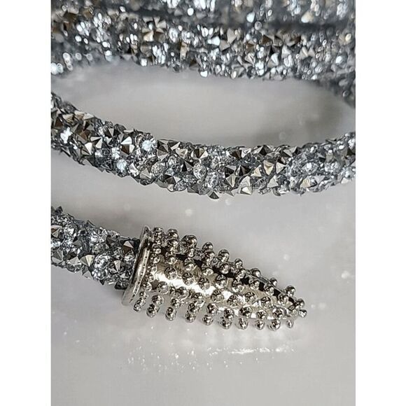 ✨💎🐍 Snake Rhinestone Bendable Design Blingy Statement Open Choker Necklace NEW - Picture 7 of 16